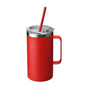 Double-walled insulated stainless steel coffee mug with handle