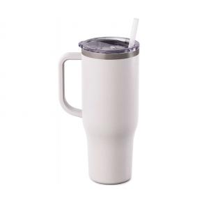 40oz Insulated Travel Mug Tumbler with Handle  Double Wall Vacuum Sealed Stainless Steel Cup w Straw and Lid