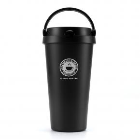 Stainless steel eco-friendly wholesale custom color coffee travel mug black with handle