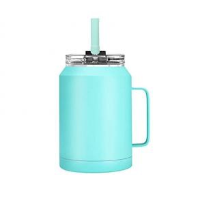 50 oz Mug Tumbler – Stainless Steel Vacuum Insulated Mug with Handle, Screw on Lid and Straw