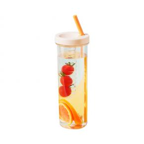 700ml Plastic cups Clear Colorful Acrylic water bottles Transparent Plastic fruit juice cups with straw