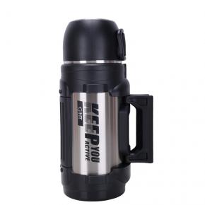  Large capacity stainless steel double wall vacuum outdoor camping thermos travel pot with handle